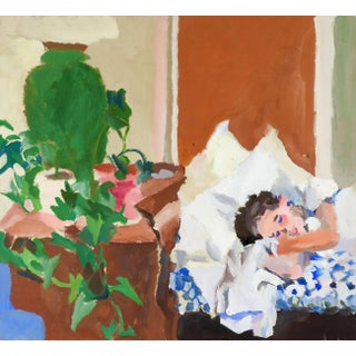 Vintage Impressionist Sleeping Figure Painting For Sale