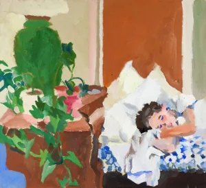 Vintage Impressionist Sleeping Figure Painting