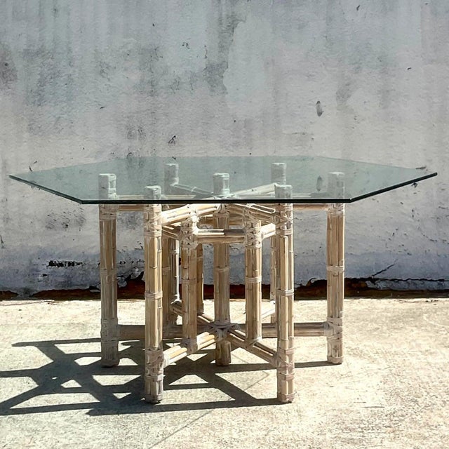 Vintage Coastal Bundled Bamboo Dining Table After McGuire For Sale - Image 11 of 13