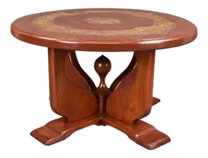 1980s Round Oak Mahogany Stain Coffee Table