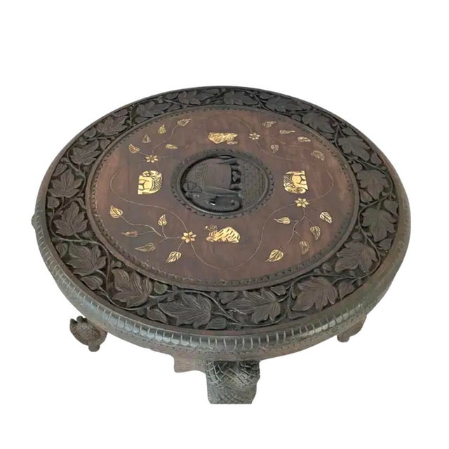 Anglo Indian Round Elephant Side Table For Sale In Tampa - Image 6 of 13