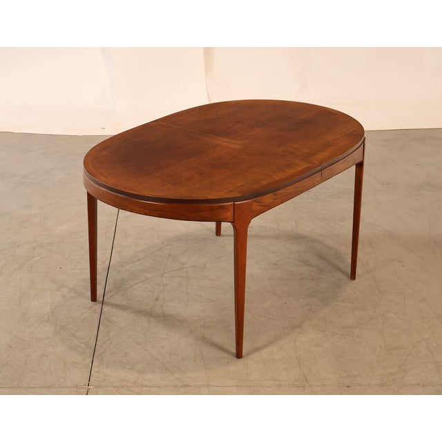 High Quality American Made Vintage Walnut Oval Top Extendable Dining Table, Includes Two Leaves