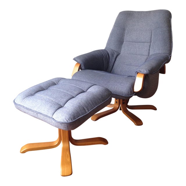 Danish MidCentury Swivel Recliner & Ottoman Chairish