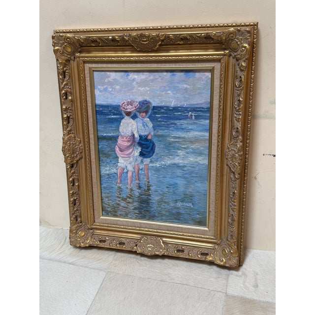 Early 21st Century Robert Hamman Beach Day Original Oil Painting, Signed For Sale - Image 5 of 12