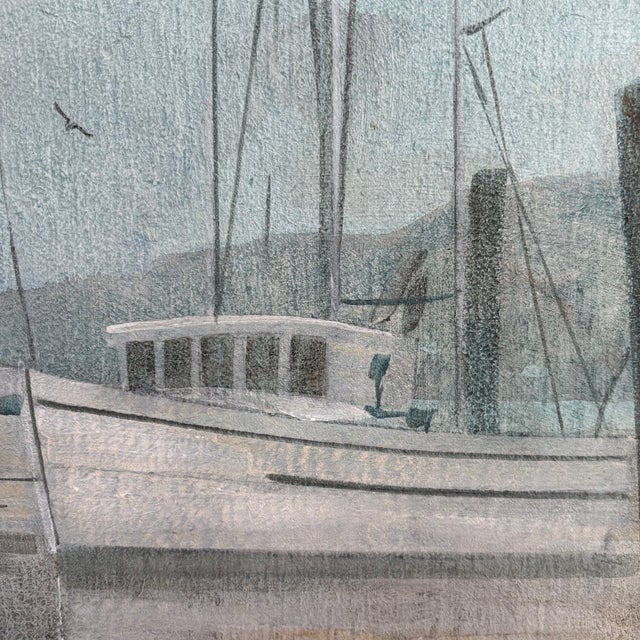 Wood 20th Century Impressionist Harbor Scene, Framed For Sale - Image 7 of 16