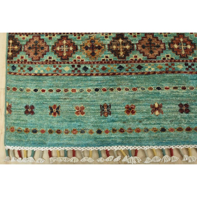 Fine Khorjin Rug 7’9” X 11’3” Blue Wool Tribal Hand-Knotted Oriental Carpet For Sale - Image 12 of 15