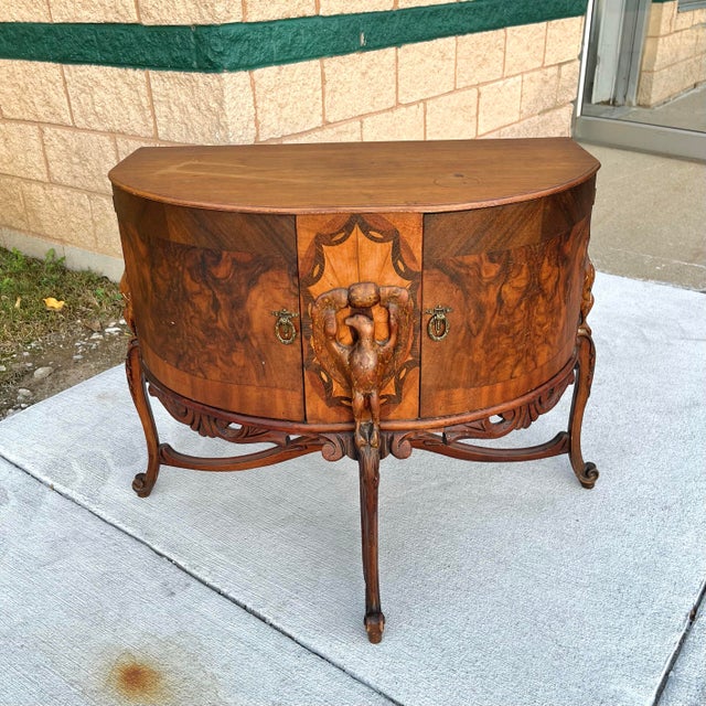 French Early 20th Century Unusual Burl Cabinet With Carved Eagles For Sale - Image 3 of 9