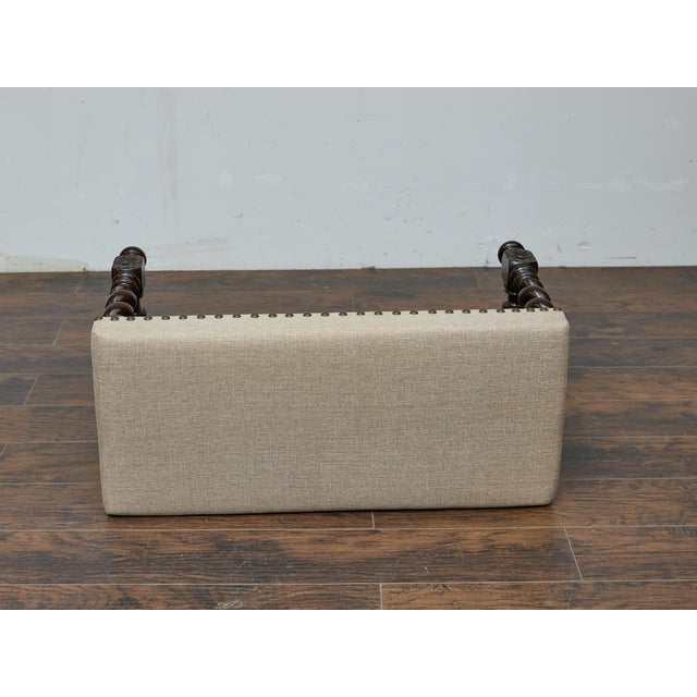 English Barley Twist Bench With Upholstered Seat, Circa 1900 For Sale - Image 18 of 18
