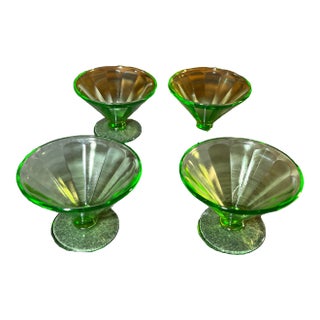 Early 20th Century Uranium Sherbet/Dessert Cups- Set of 4 For Sale