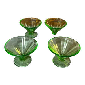 Early 20th Century Uranium Sherbet/Dessert Cups- Set of 4