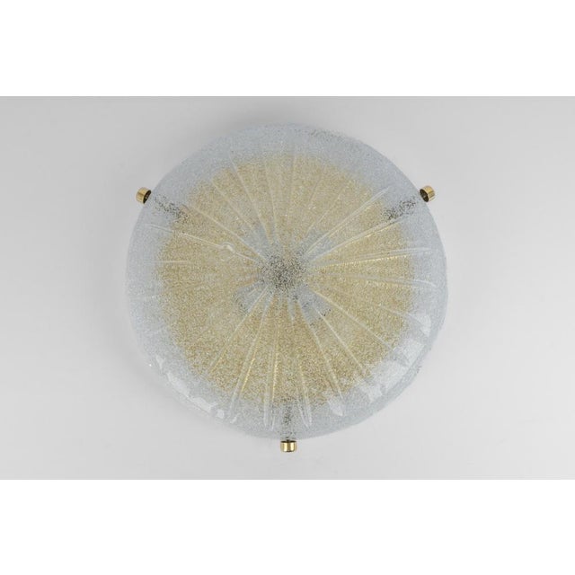 Large Round Murano Amber Sunbrust Flushmount attributed to Hillebrand, Germany, 1970s For Sale - Image 4 of 14