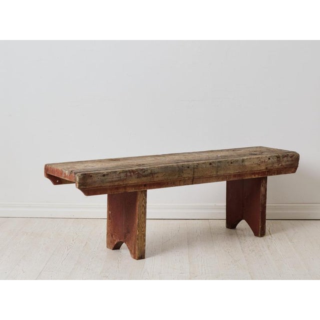 Folk Art Handcrafted Bench in Pine, Northern Sweden, Late 1700s For Sale - Image 4 of 12