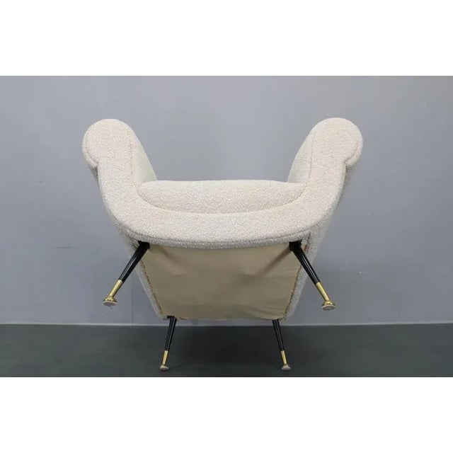 Mid-Century Italian Boucle Armchairs with Iron & Brass Legs, 1950s, Set of 2 For Sale - Image 15 of 17