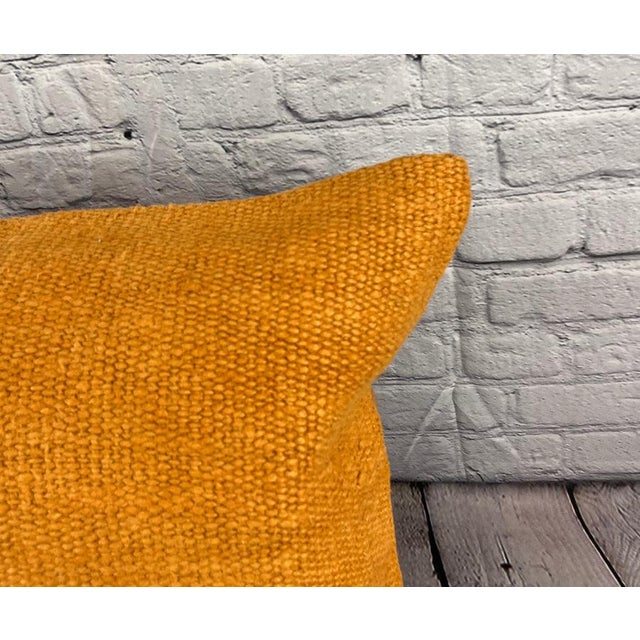 Turkish 20 x 20 Hemp Pillow Turkish Cushion Natural Orange Pillow Cushion Cover For Sale - Image 3 of 4