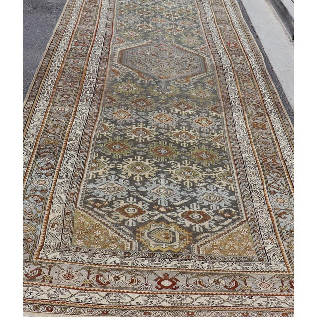 Traditional Antique Persian Malayer Gallery Rug With Medallion and Rosette Design For Sale - Image 3 of 15