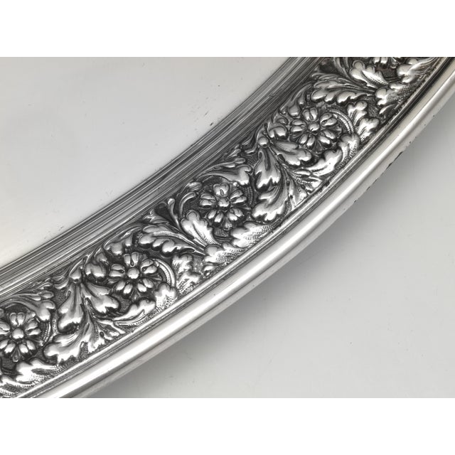 Tiffany and Co. Tiffany & Co. Sterling Silver Oval Serving Tray With Floral Border & Handles, c.1902–1907 For Sale - Image 4 of 7