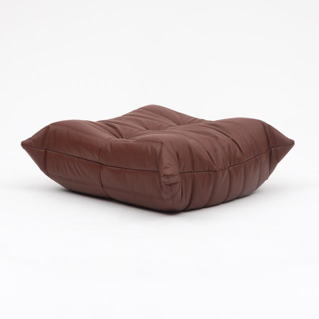 2000 - 2009 Togo Fireside Chair and Ottoman in Italian Chestnut Leather - Restored Vintage Ligne Roset For Sale - Image 5 of 16