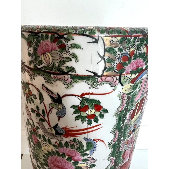 Rose Medallion Porcelain Umbrella Stand For Sale - Image 10 of 10