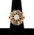 Thai 14K Yellow Gold and Multicolored Gemstone Cluster Ring, featuring twenty one prong set round brilliant cut diamond...