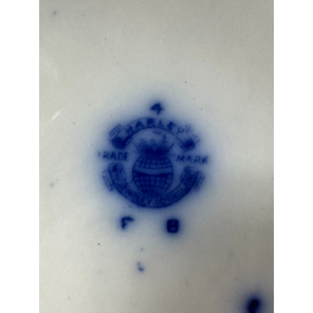 Ceramic Antique Victorian w.h. Grindley Flow Blue Lidded Chamber Pot - "Harley" Pattern For Sale - Image 7 of 8