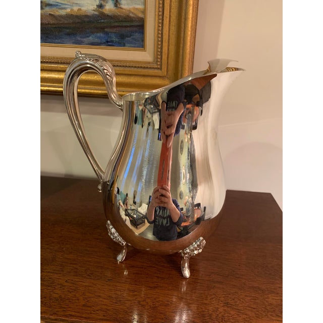 1940s Vintage Gorham Silverplate Newport Pattern Water Pitcher With Ice