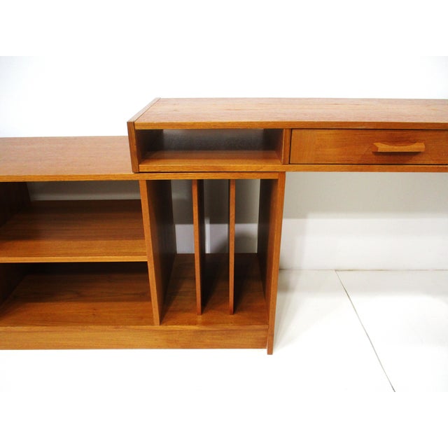 Mid 20th Century Teak Expandable 2 Pc. Stereo Record Desk Cabinet Denmark (A) For Sale - Image 5 of 11