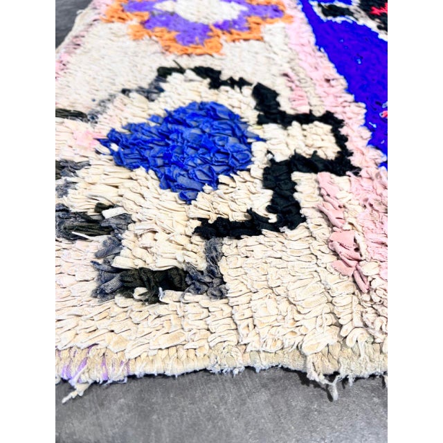 Moroccan Artist Vintage Traditional Fabric Recycled Moroccan Berber Rug For Sale - Image 4 of 9