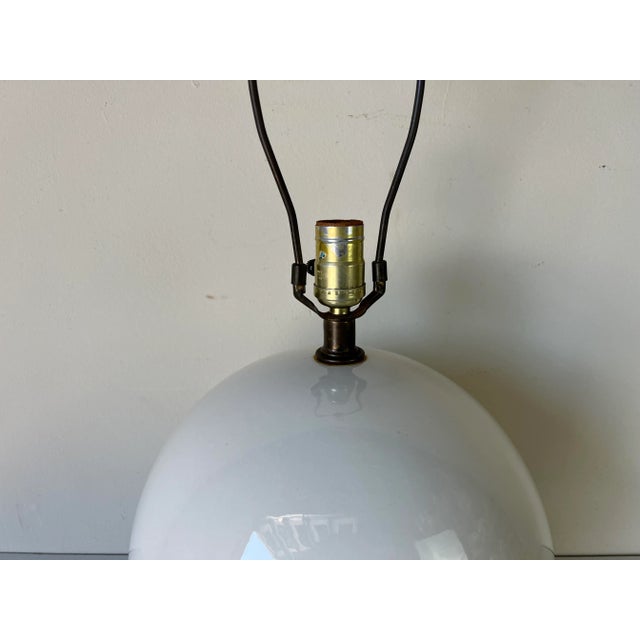 White 80's Postmodern Sphere Ball - Shape Ceramic Table Lamp on Lucite Base/Sold For Sale - Image 8 of 12