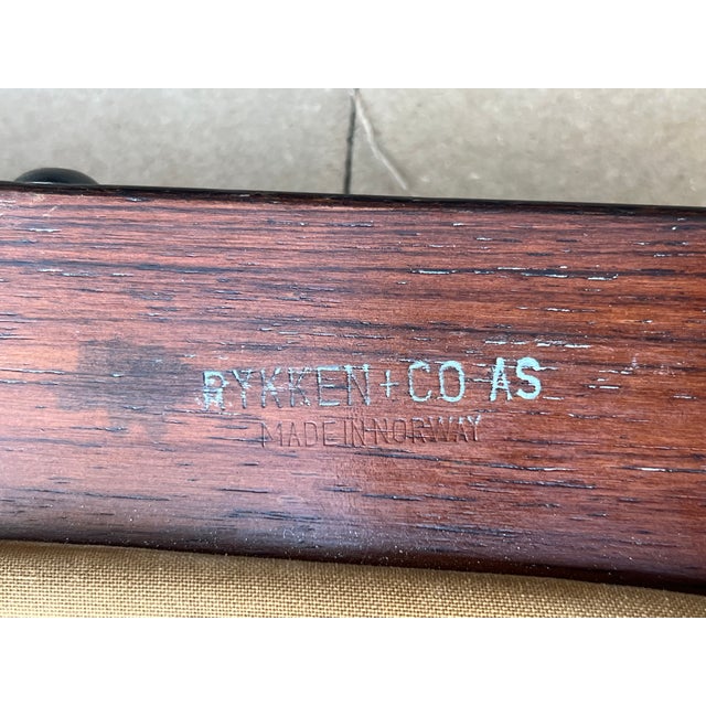 1960s Rykken & Co. Norwegian Scandinavian Swivel Reclining Lounge Chair With Ottoman For Sale - Image 16 of 17