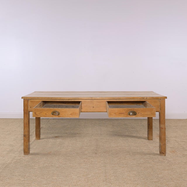 Farmhouse Antique Pine Farmhouse Table With Two Drawers | Circa 1880 For Sale - Image 3 of 8