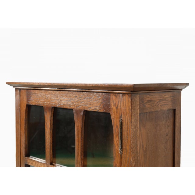 Mission Solid Oak Display Bookcase - Walnut Stain For Sale - Image 4 of 18