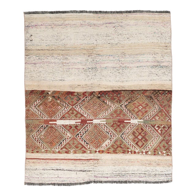 Vintage Turkish Decorative Small Kilim - 3`10″ X 4`6″ For Sale