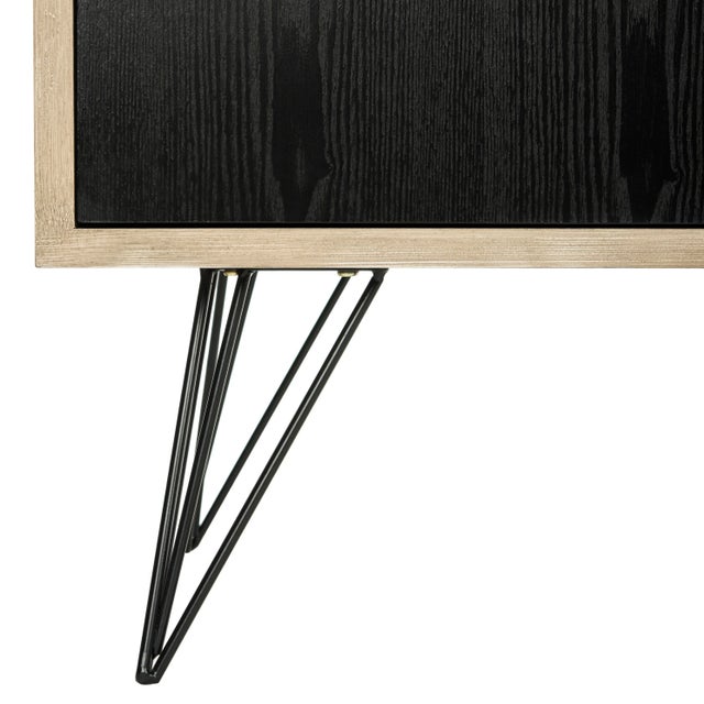 Wood Hairpin Leg Sideboard in Light Oak & Black For Sale - Image 7 of 9