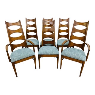 Mid-Century Modern Kent Coffey Perspecta Walnut Dining Chairs - Set of 6 For Sale