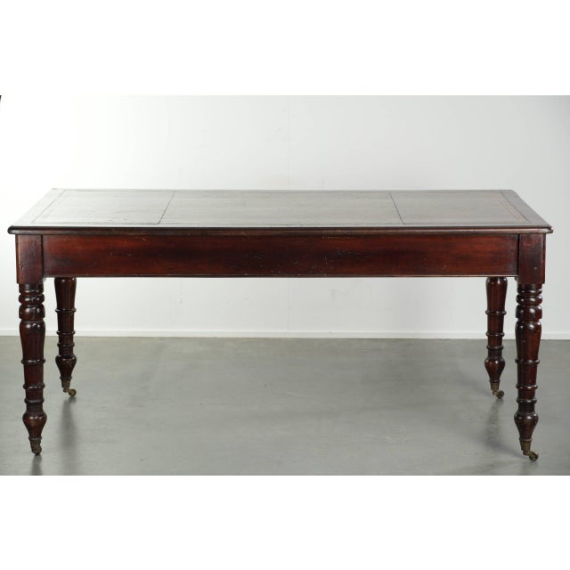 Antique English Writing Desk with Dark Brown Leather Top, 1800s For Sale - Image 5 of 13