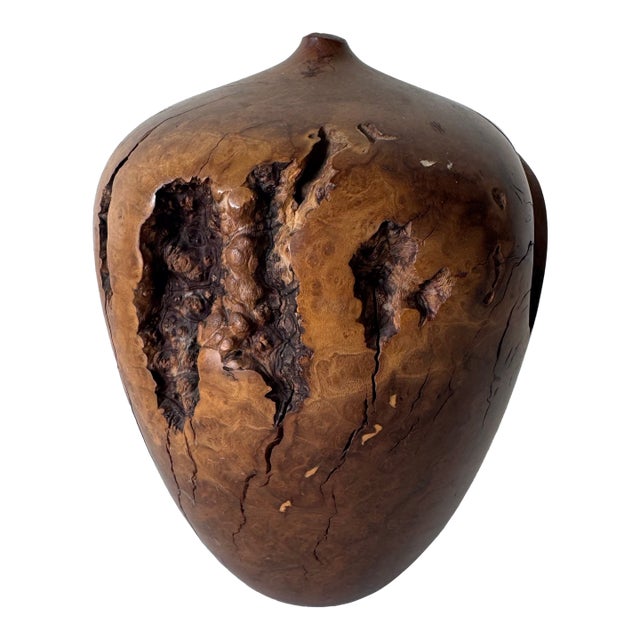1979 Hap Sakwa Sculptural Burl Wood Turned Vase For Sale