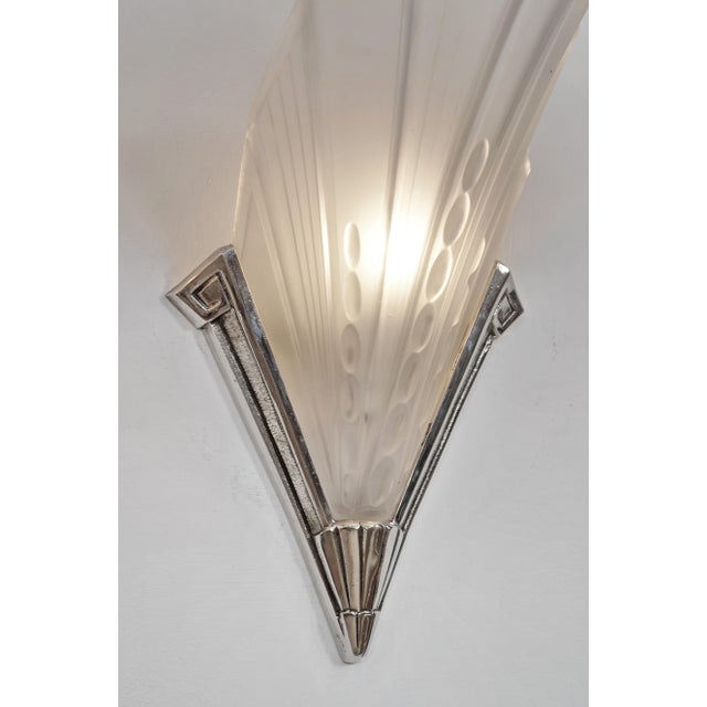 Silver French Art Deco Wall Sconces by Jean Gauthier Ejg 1920s France - A Pair For Sale - Image 8 of 13