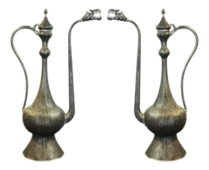 1900s Middle-Eastern Chiseled Steel Urns, Turkey - a Pair