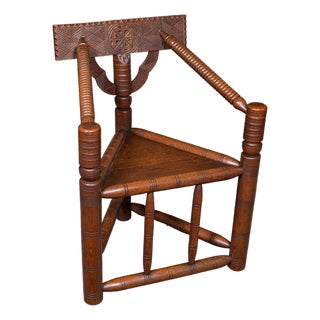 Antique Turner's Chair, English, Oak, Old Saxon, Elbow Seat, Victorian, c.1900 For Sale