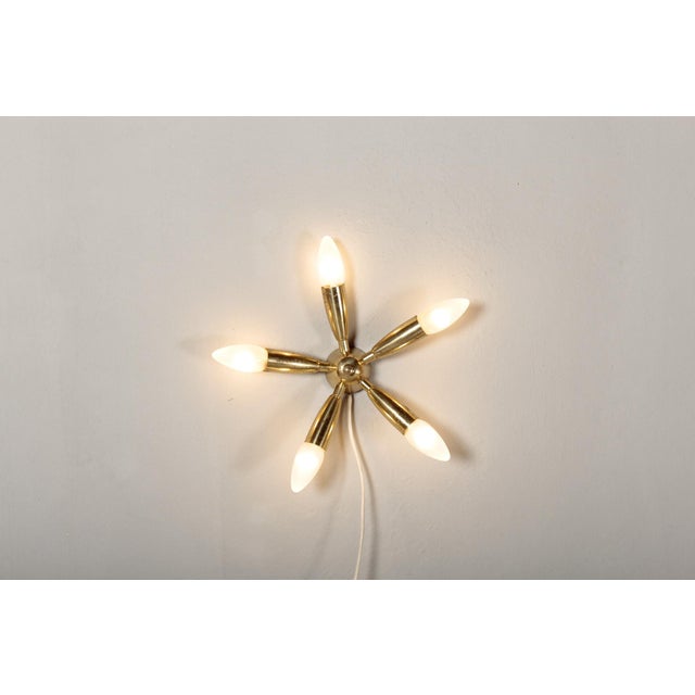 Goldenrod Brass Sputnik Lamp, 1950s For Sale - Image 8 of 9