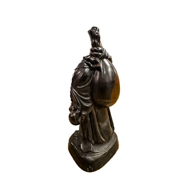 Early 20th Century Laughing Buddha Carved Rosewood Sculpture For Sale - Image 9 of 16