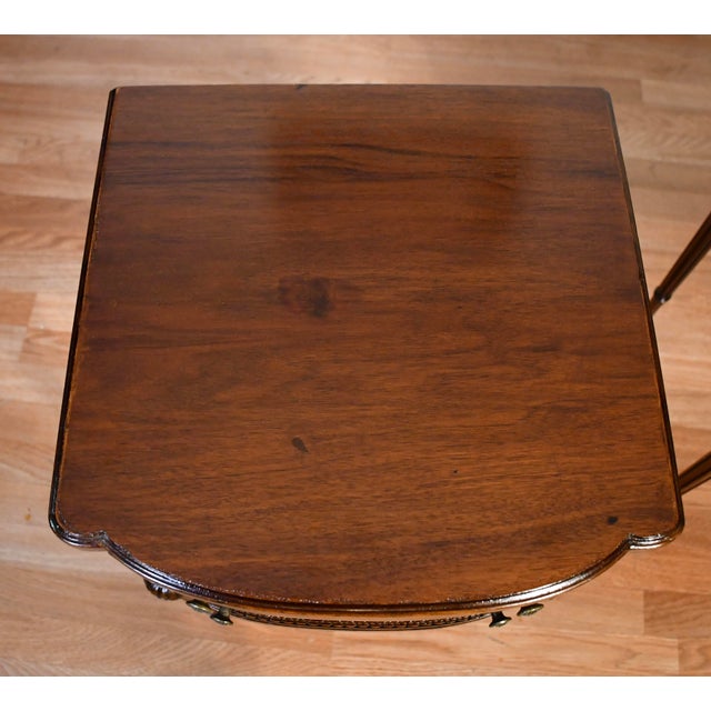 1930s Pair of French Louis XVI Walnut Nightstand / Bedside Table For Sale - Image 4 of 18