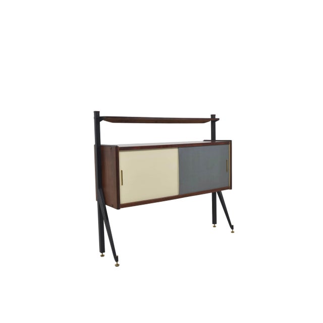 Italian Modern Cabinet with Colored Sliding Doors, Italy, 1970s For Sale - Image 6 of 11