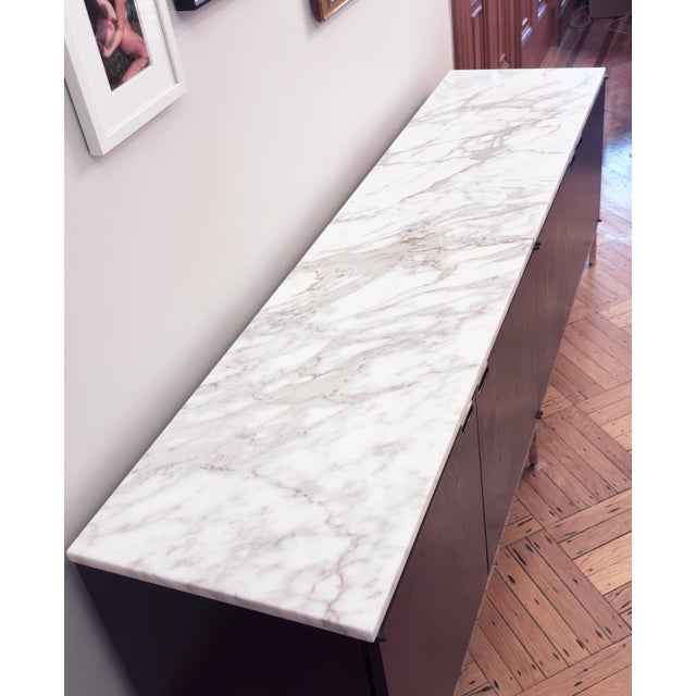 Mid-Century Modern Florence Knoll Credenza in Ebonized Oak With Calacatta Marble Top For Sale - Image 3 of 9
