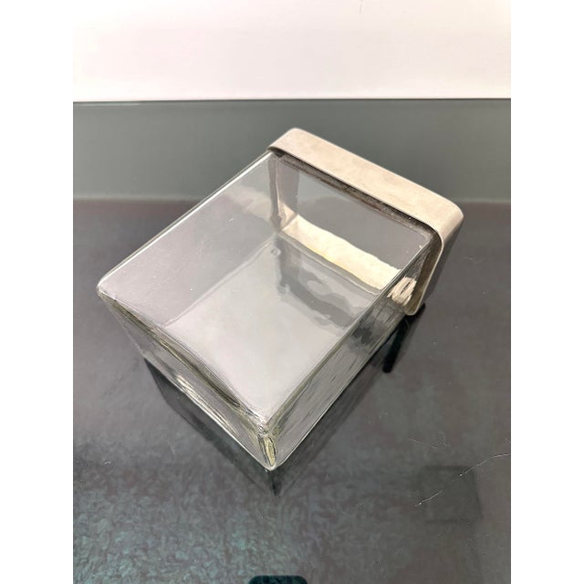 Glass and Brushed Metal Flower Vase, Italy, 1970s For Sale - Image 4 of 9