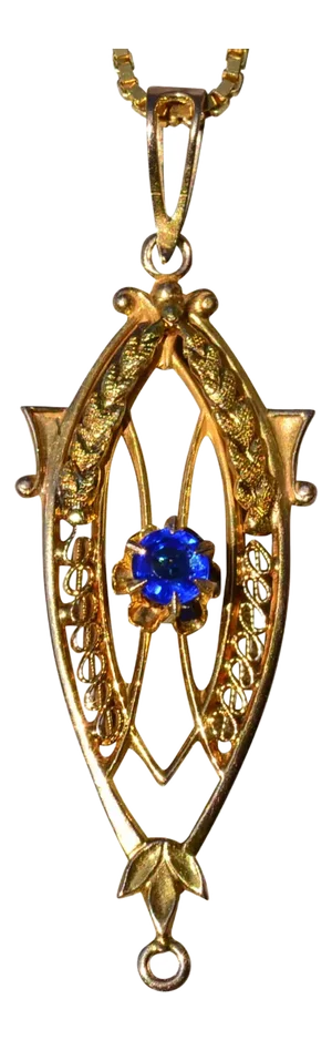 The Glendiva: Ladies Yellow Gold Lavalier Pendant set with Doublet
