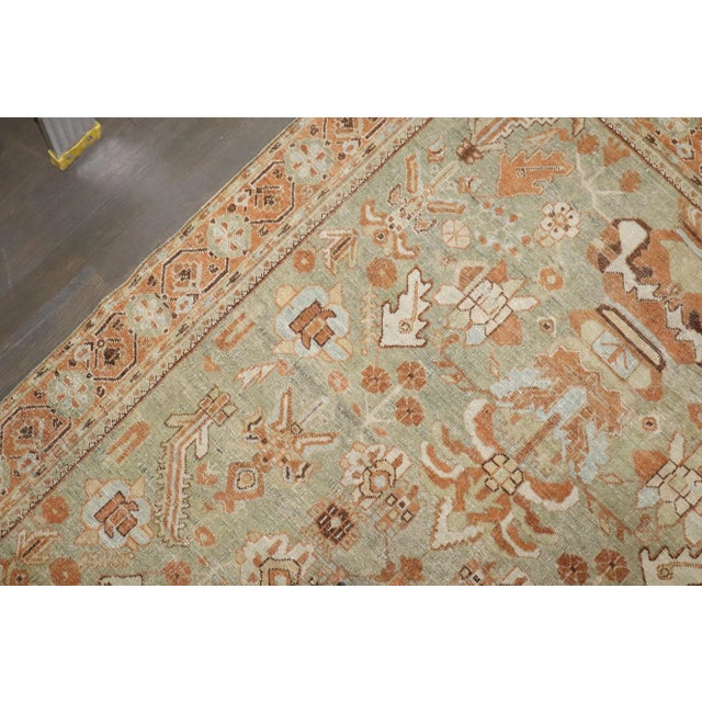 Textile Early 20th Century Persian Afshar Light Green Orange Border Rug - 4'3" x 6'1" For Sale - Image 7 of 8