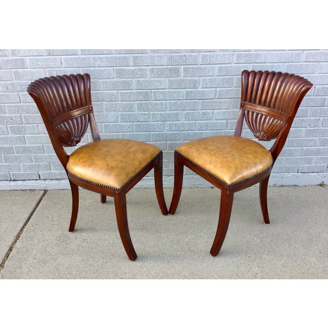 Late 20th Century Late 20th Century Maitland Smith Mahogany Dining Chairs, a Pair For Sale - Image 5 of 12