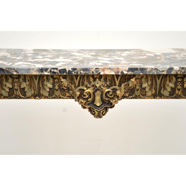 Wood Vintage French Console Table in Gilt Wood with Marble Top, 1930 For Sale - Image 7 of 8