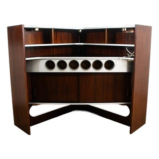 1960s Mid Century Danish Cabinet Custom Bar Liquor Rosewood Erik Buch Lights Doors 6 For Sale